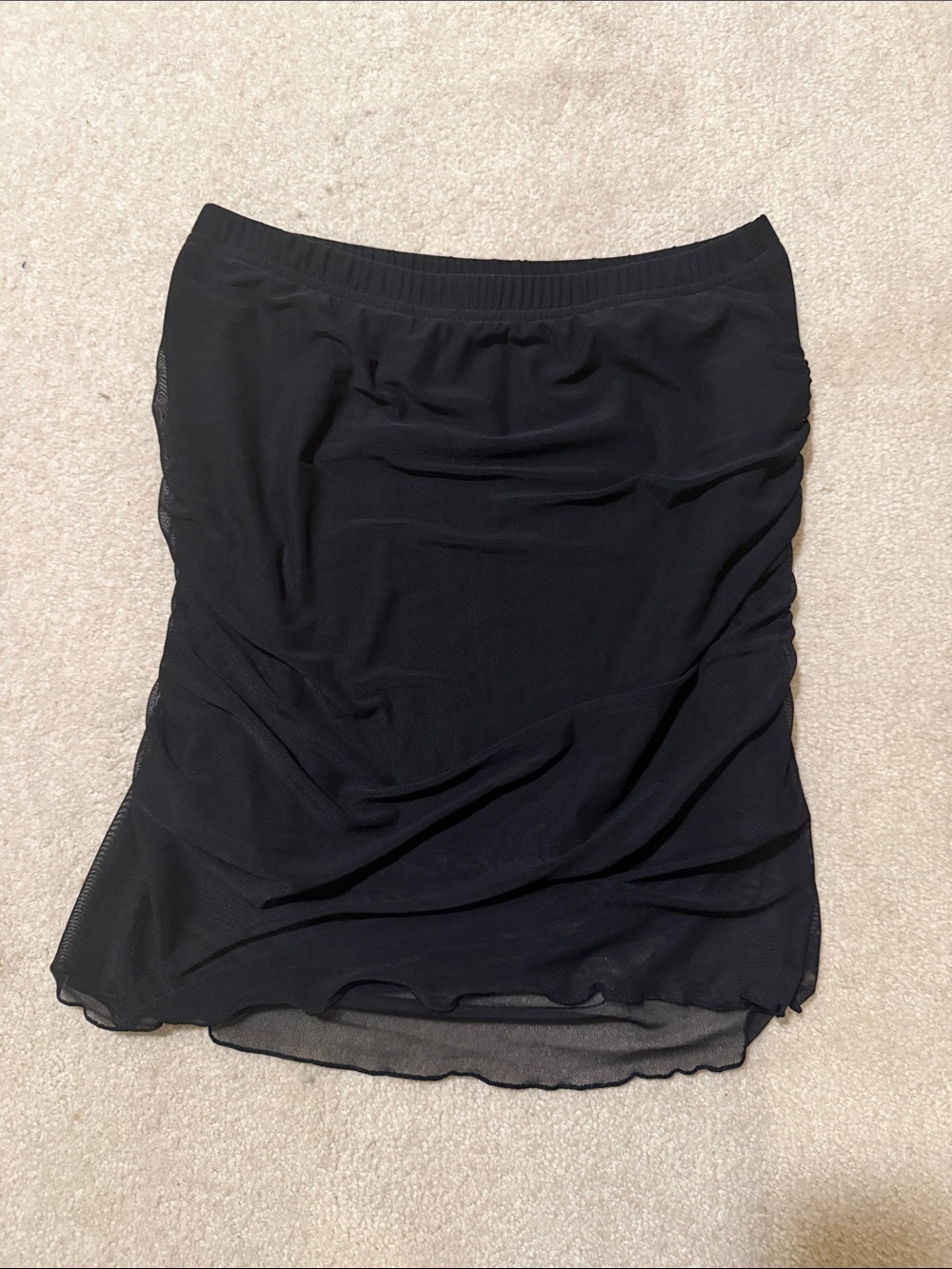 NWOT Black Women's Ruched Mesh Skirt